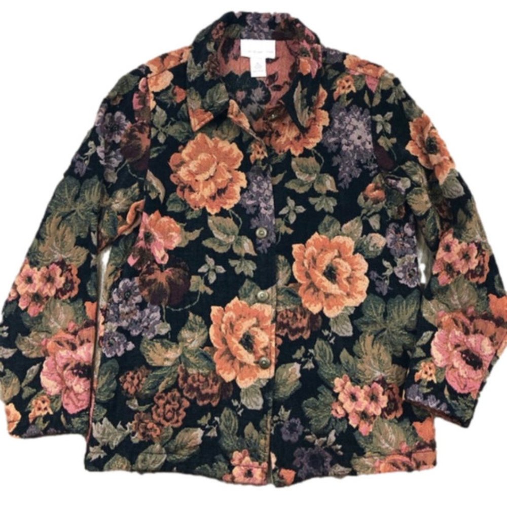 Susan Graver Style Tapestry Floral 90s Blazer